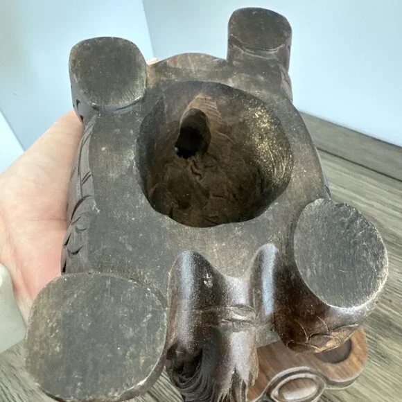 Smoking Dragon Tortoise Turtle Beast Hand Carved Boxwood Wealth Statue Sculpture - Picture 6 of 16